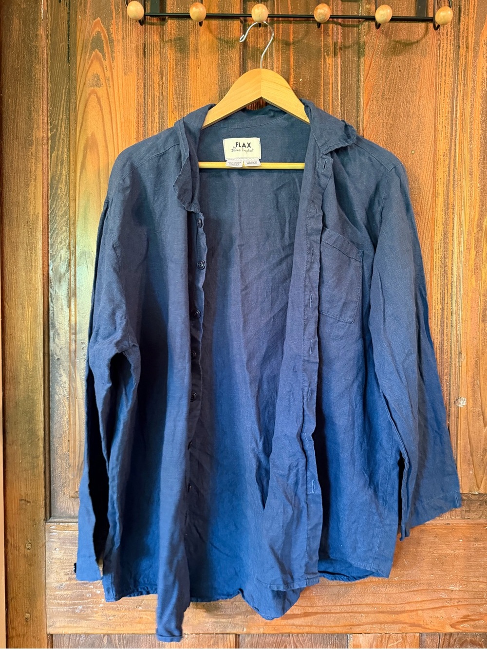 Flax Jeanne Engelhart Navy Linen Shirt